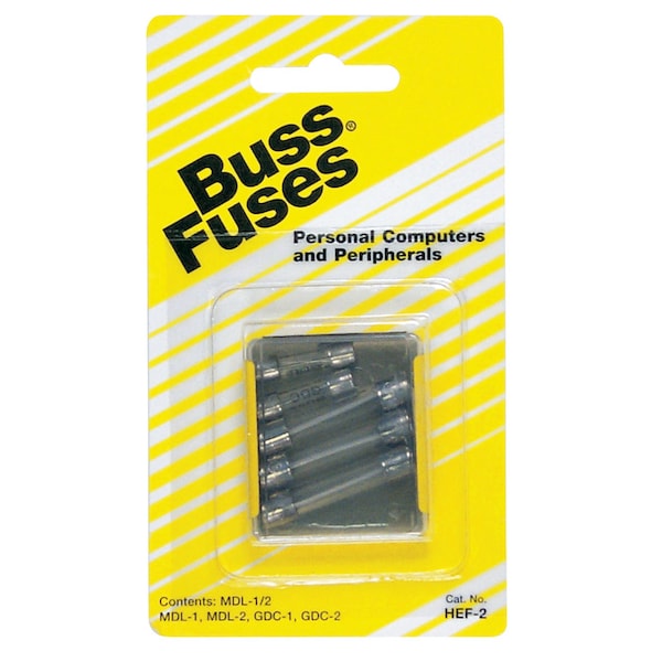 Eaton Bussmann Bussmann Assorted amps Glass Tube Fuse 5 pk HEF-2 - main
